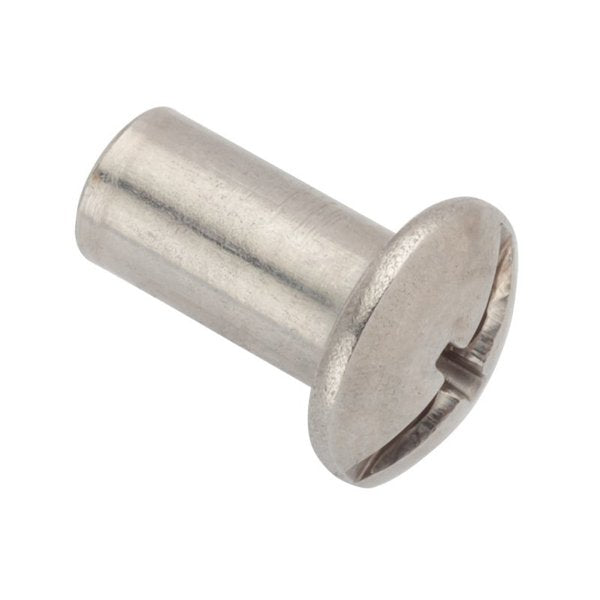Barrel Bolt, #10-24, 1/2 in Brl Lg, 1/4 in Brl Dia, 18-8 Stainless Steel Plain, 5 PK