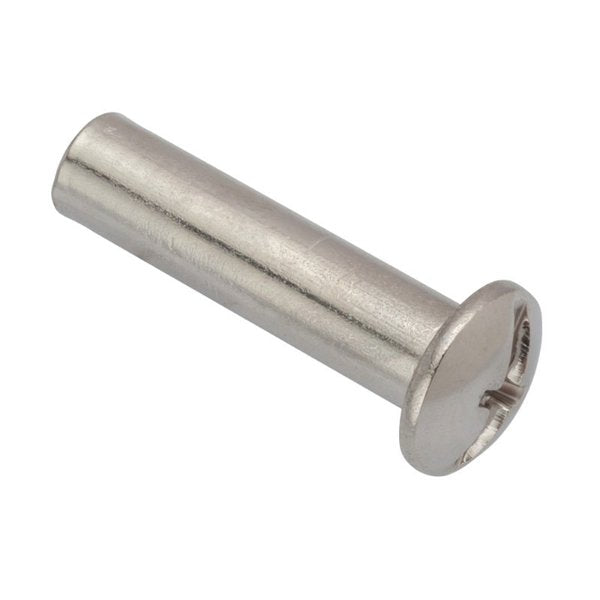Barrel Bolt, #10-24, 1 in Brl Lg, 1/4 in Brl Dia, 18-8 Stainless Steel Plain, 5 PK
