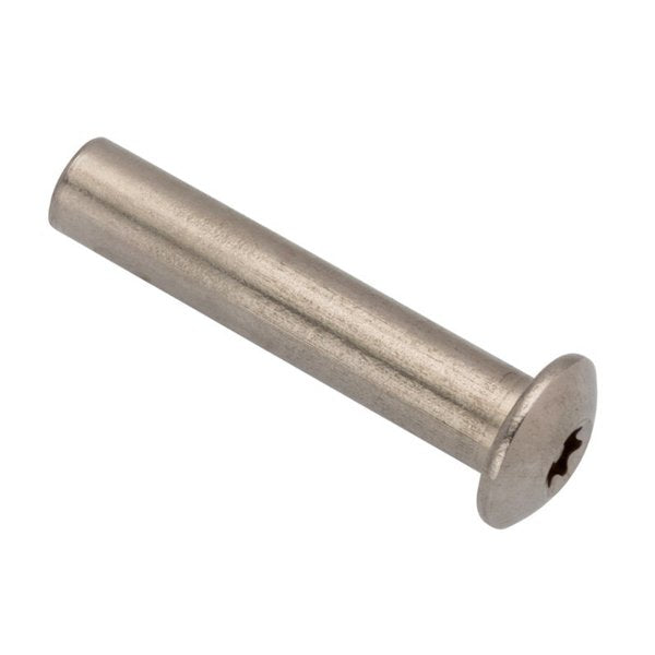 Barrel Bolt, #10-24, 1 1/4 in Brl Lg, 1/4 in Brl Dia, 18-8 Stainless Steel Plain