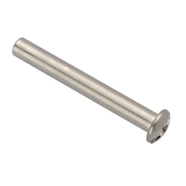 Barrel Bolt, #10-24, 2 in Brl Lg, 1/4 in Brl Dia, 18-8 Stainless Steel Plain, 5 PK