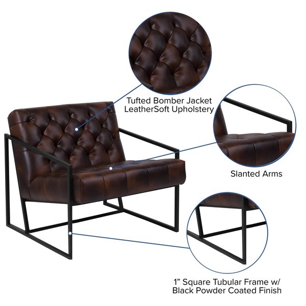 Bomber Jacket Accent Chair, 29 W 31-3/4