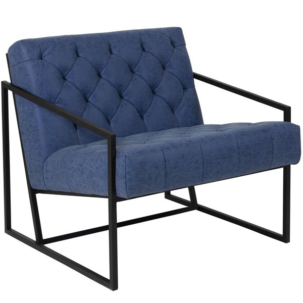Retro Blue Lounge Chair, 29 W 31-3/4