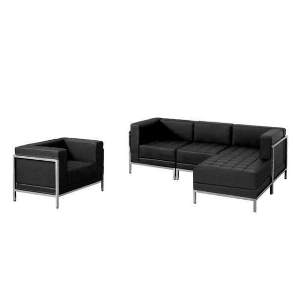 5 pcs. Black Leather Reception Set, Imagination Series, Number of Compartments: 4