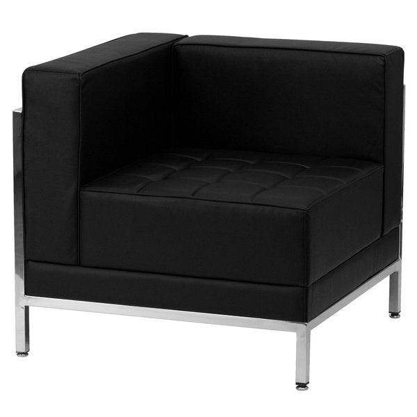 5 pcs. Black Leather Reception Set, Imagination Series, Frame Material: Stainless Steel
