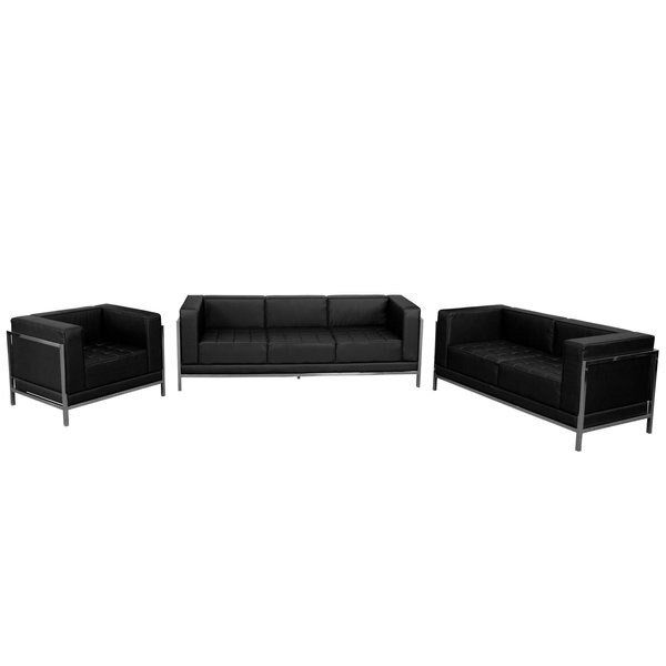 3 pcs. Living Room Set, Upholsery Color: Black, Series: Imagination