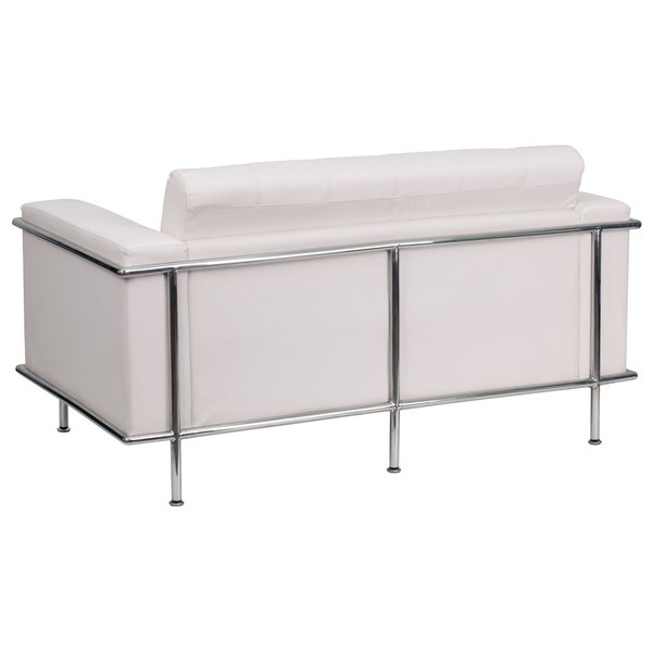 White LeatherSoft Double Stitch Detail Loveseat
