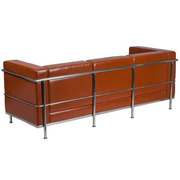 Cognac Leather Sofa, 28-1/2