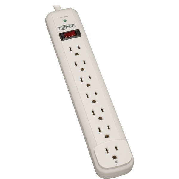 Surge Protector Strip, 7 Outlet, White