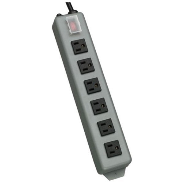 Outlet Strip, 15A, 6 Outlet, 15 ft, Gray