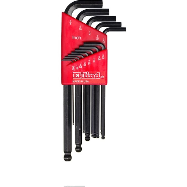 13-Piece Hex Key Set, Ball-Hex-L Shape, SAE, Long, Steel, 2 Tips, Plastic Holder, 13213