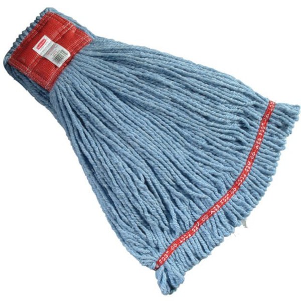 5 in String Wet Mop, 28 oz Dry Wt, Side Gate Connection, Looped-End, Blue, Synthetic