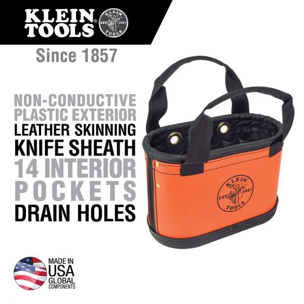 Tool Storage Bucket, Orange/Black, 10