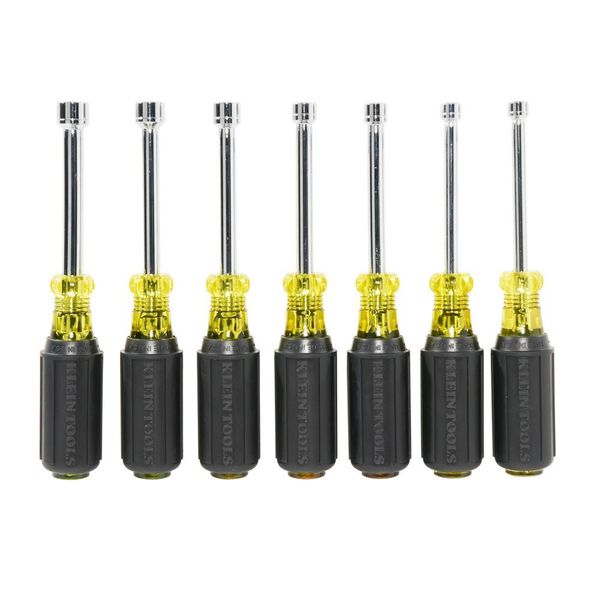 Hollow Shank Nut Driver Set, 3 in Shafts, Ergonomic Cushion Grip, Metric, 7-Piece