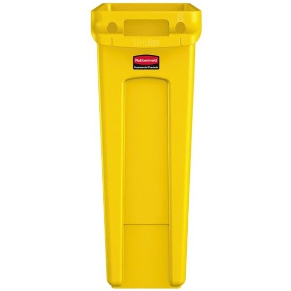23 gal Rectangular Trash Can, Yellow, 11 in Dia, None, Plastic