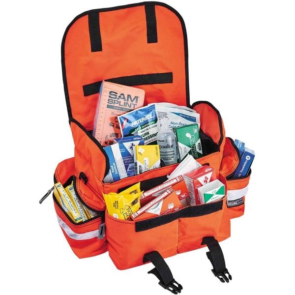 Trauma Bag, 600D Polyester W/ Reinforced Backing, 2 Pockets, Orange, 7 in Height