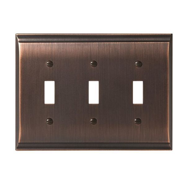 Candler 3 Toggle Wall Plates, Number of Gangs: 3 Zinc, Oil Rubbed Bronze Finish
