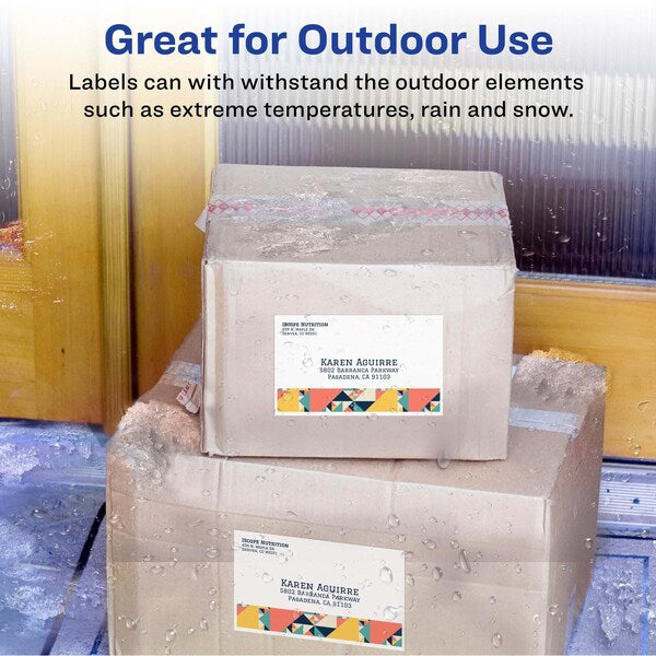 AveryÂ® WeatherProofâ¢ Shipping Labels, TrueBlockÂ® Technology, Laser Printers, 5-1/2