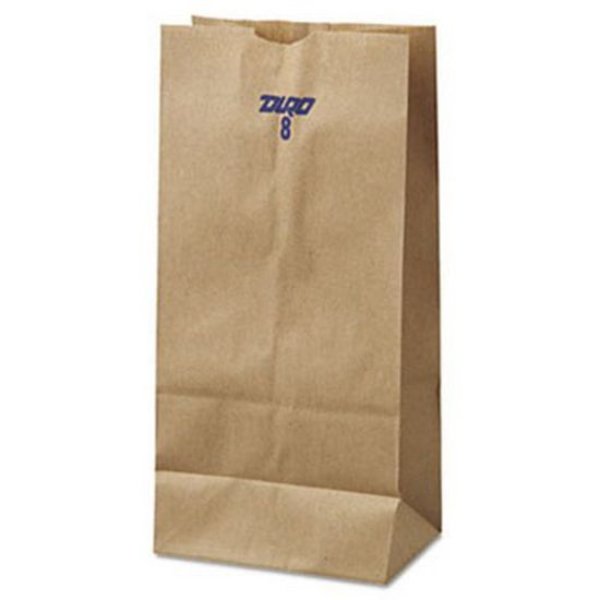 Grocery Bag Flat Bottom 8# Brown, Pk500