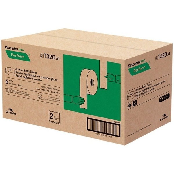 White 2-Ply Jumbo Toilet Paper Roll, PK6