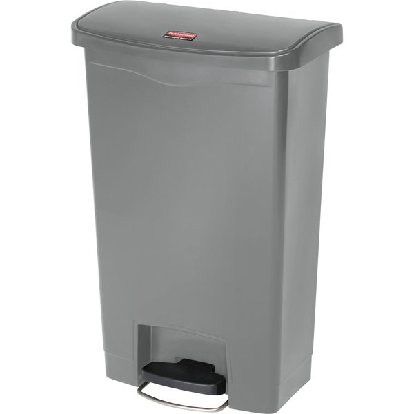 13 gal Rectangular Trash Can, Gray, 12 1/8 in Dia, Resin