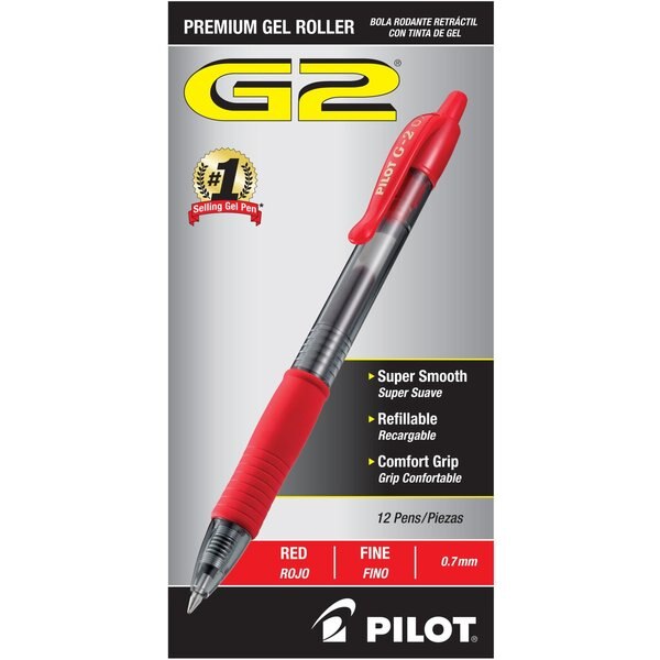 Pen, Gel, G2, Fine, Red, PK12