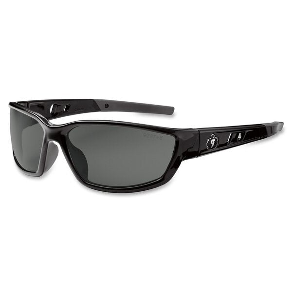 Safety Glasses, Traditional Smoke PC Decenter Lens, Scratch-Resistant