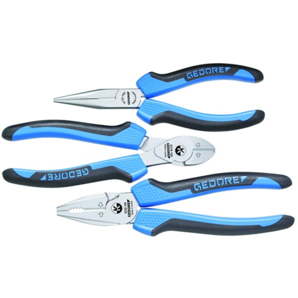 3 Piece Pliers Set Chrome-Plated, 2-Component Handle