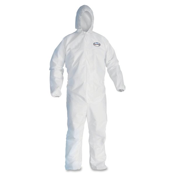 Hooded Disposable Coveralls, 20 PK, White, SMMMS, Zipper