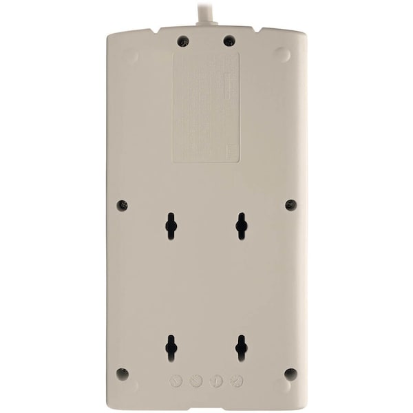 Surge Protector Strip, 8 Outlet, Gray
