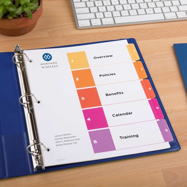 AveryÂ® Ready IndexÂ® Table of Contents Dividers 11131, 5-Tab Set