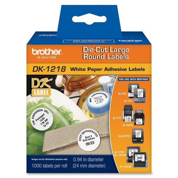 Die Cut Circle Cartridge, Black/White, Labels/Roll: 1000