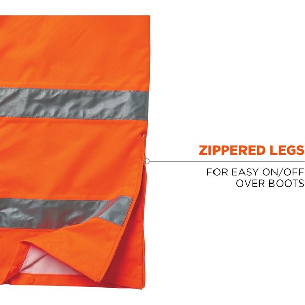 Rain Pants, Breathable, Hi-Vis Orange, 2XL
