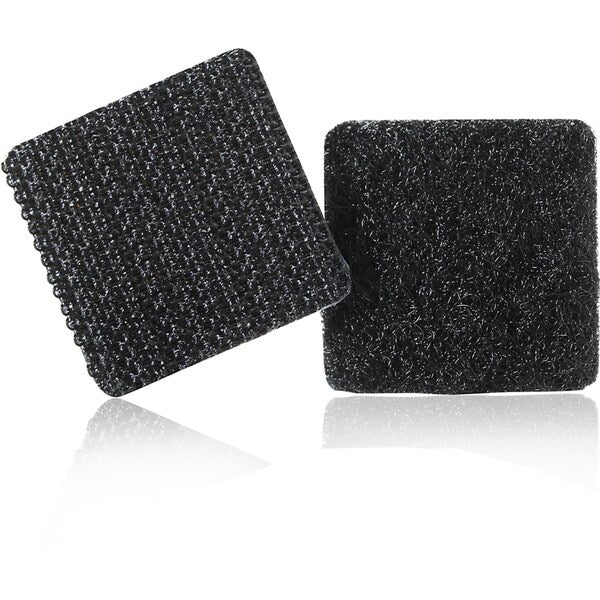 Reclosable Fastener Shape, Square, Rubber Adhesive, 7/8 in, 7/8 in Wd, Black, 12 PK