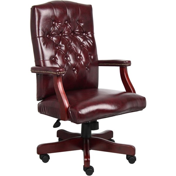 Fabric Executive Chair, 23-, Fixed, Burgundy