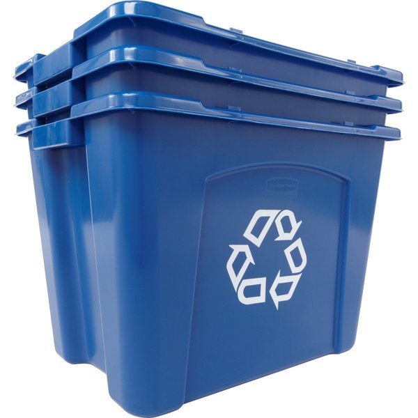 14 gal Rectangular Recycling Bin, Open Top, Satin Black/Satin Black, 1 Openings