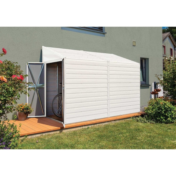 4 x 10 ft Steel Storage Shed Pent Roof Eggshell