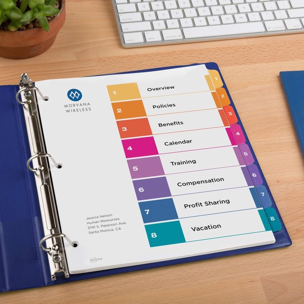 AveryÂ® Ready IndexÂ® Table of Contents Dividers 11133, 8-Tab Set