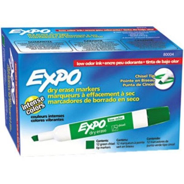 Dry Erase Marker, Chisel Tip, Green PK12 Low Odor