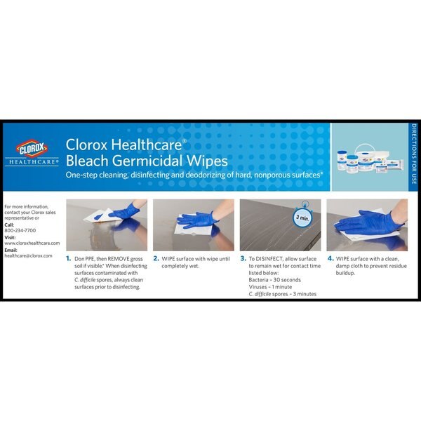 Germicidal Disinfecting Wipes, White, Bag, Hard, Non Porous Surfaces, 2 PK, 110 Wipes, Bleach