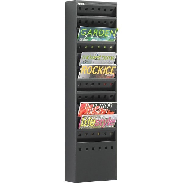Magazine Rack, 11-Pocket, Black