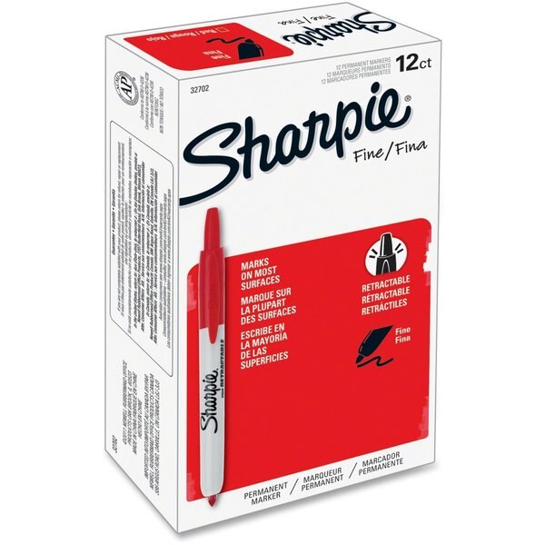 Permanent Marker, Fine Tip Red PK12, Marker Cap: Capped
