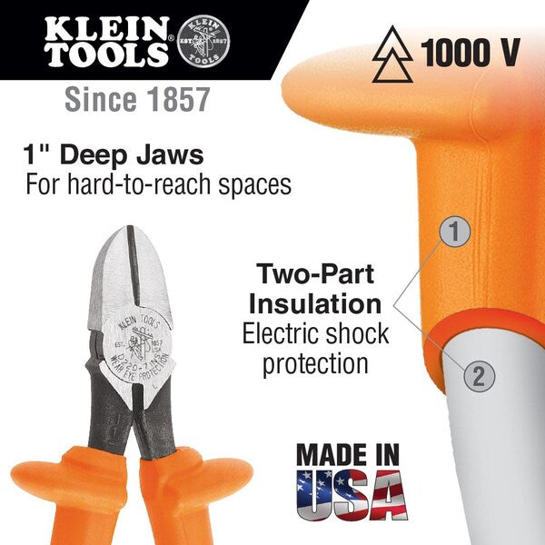 Diagonal Cutting Pliers, Insulated, Heavy-Duty, 7-Inch