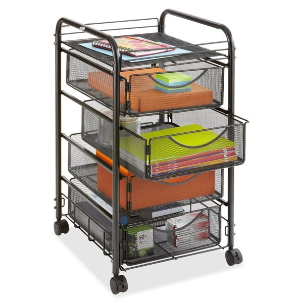 File Cart, w/4 Drawers, Black