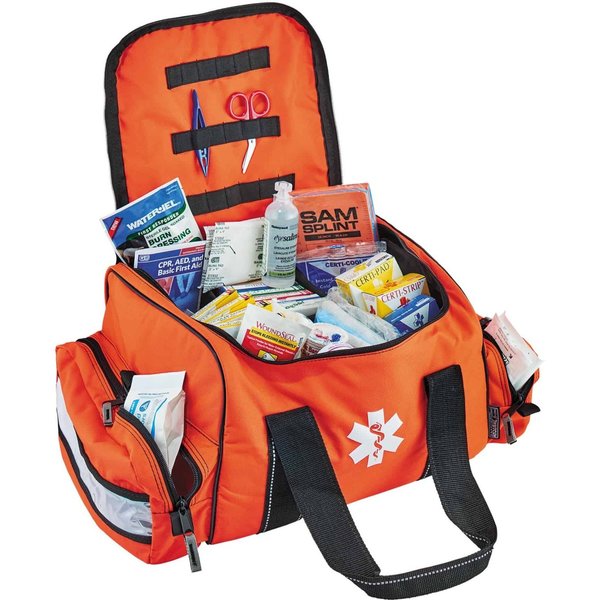 Trauma Bag, 600D Polyester W/ Reinforced Backing, 2 Pockets, Orange, 8 1/2 in Height