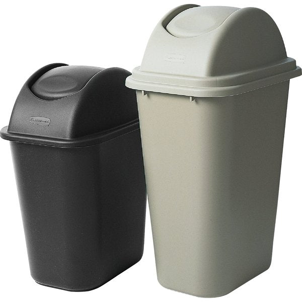 7 gal Swing Wastebasket Lid, 11 in W/Dia, Black, Resin, 1 Openings