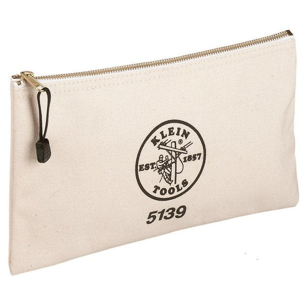 Tool Bag, #10 Canvas with Brass Zipper, 1 Pockets, natural, 7