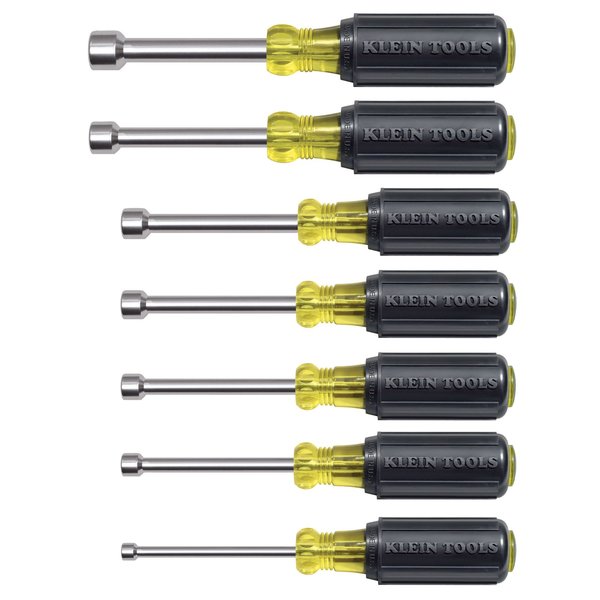 Hallow Shank Nut Driver Set, 3 in Shafts, Ergonomic Cushion Grip, SAE, 7-Piece