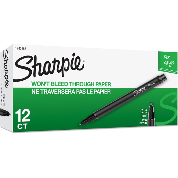 Stick Permanent Pen, Fine 0.5 mm, Black PK12
