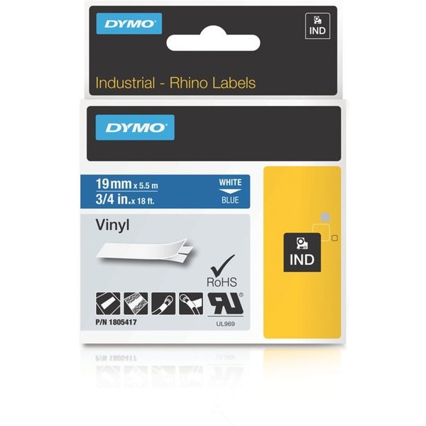 Rhinoâ¢ Label Cartridge, White/Blue, 18 ft. L