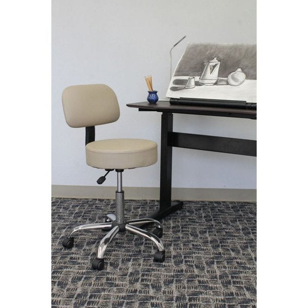 Beige Caressoft Medical Stool W/ Back Cushion